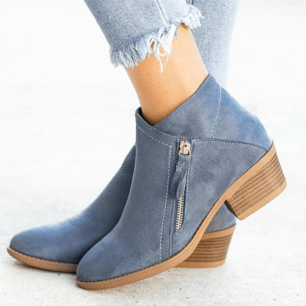 Women's ankle boots – side-zip design with low heel