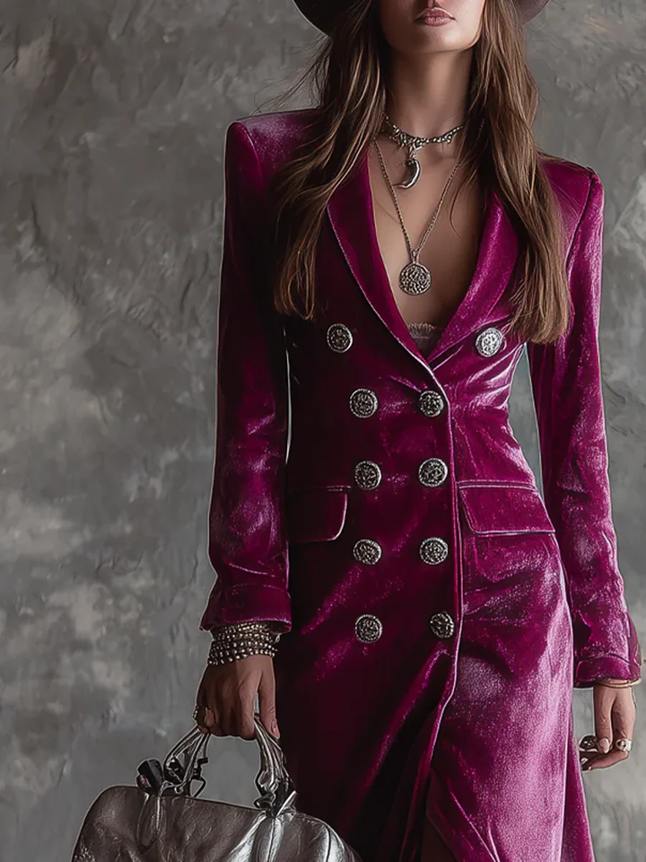 Vera | Velvet maxi blazer dress