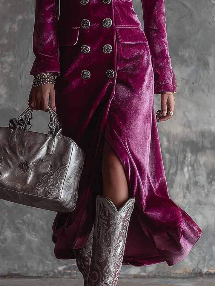 Vera | Velvet maxi blazer dress